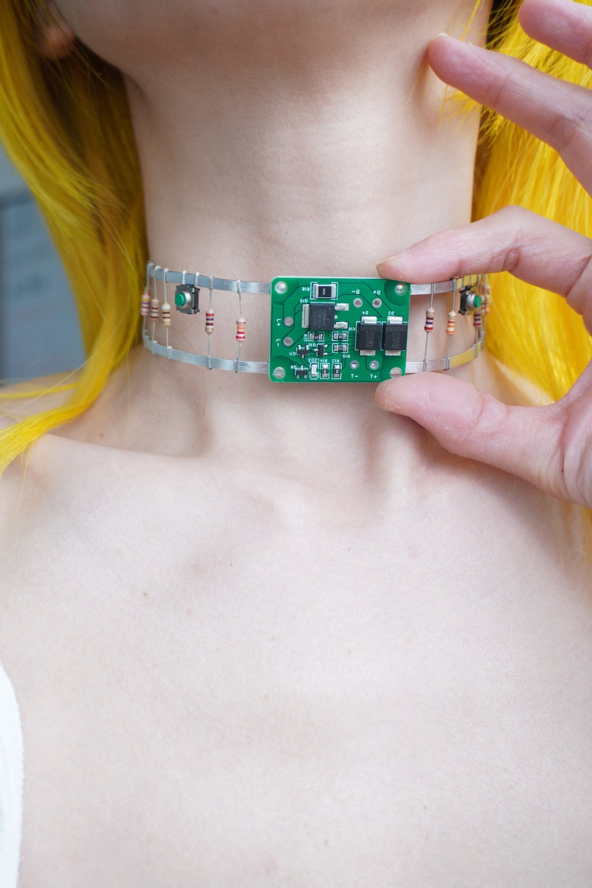 Futuristic Cyberpunk Circuit Board Choker – Handmade Technology Style Necklace - futuristic jewelry - TUAN TUAN