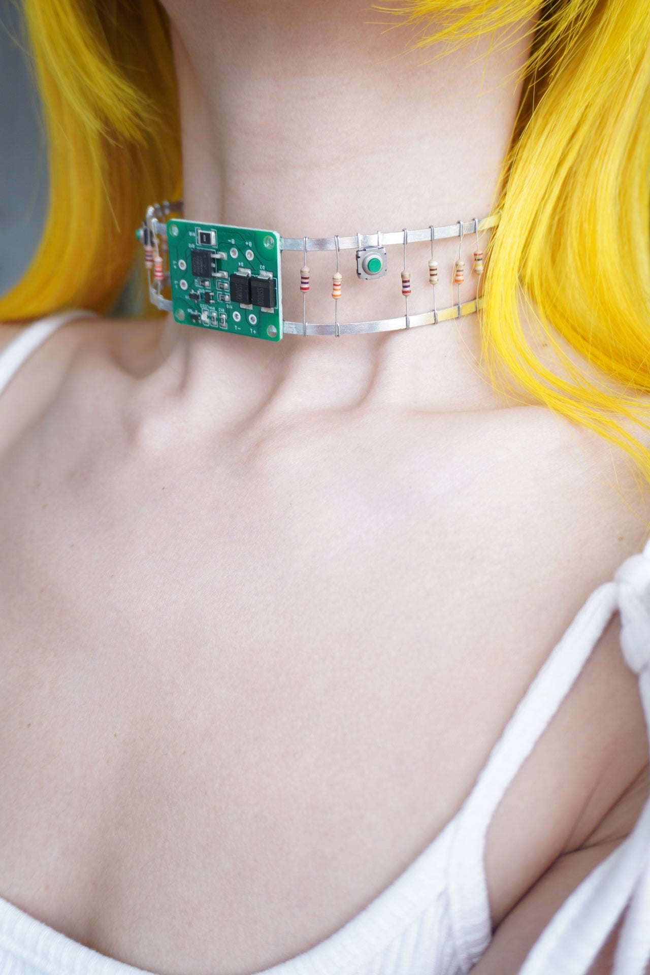 Futuristic Cyberpunk Circuit Board Choker – Handmade Technology Style Necklace - futuristic jewelry - TUAN TUAN