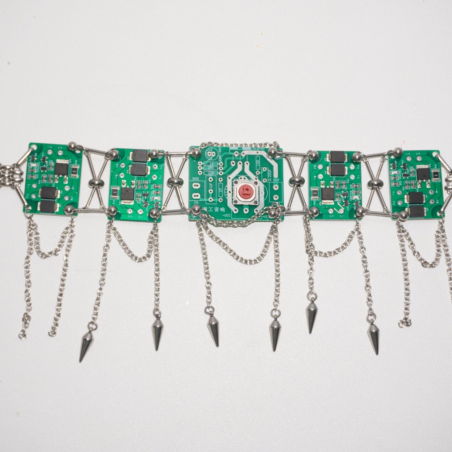 Futuristic Cyberpunk Circuit Necklace—Handcrafted Tech-Inspired Neckpiece with Circuit Board Tassels - futuristic jewelry - TUAN TUAN