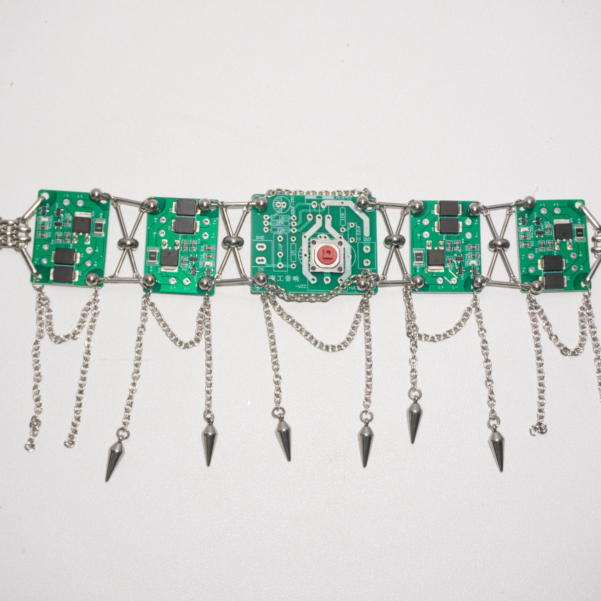 Futuristic Cyberpunk Circuit Necklace—Handcrafted Tech-Inspired Neckpiece with Circuit Board Tassels - futuristic jewelry - TUAN TUAN