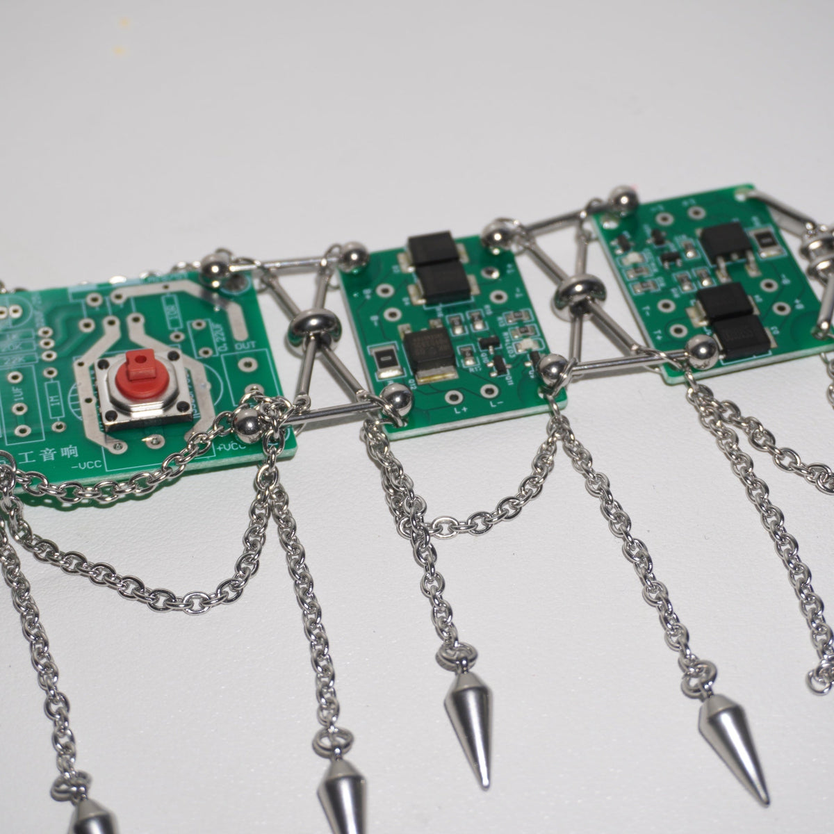 Futuristic Cyberpunk Circuit Necklace—Handcrafted Tech-Inspired Neckpiece with Circuit Board Tassels - futuristic jewelry - TUAN TUAN