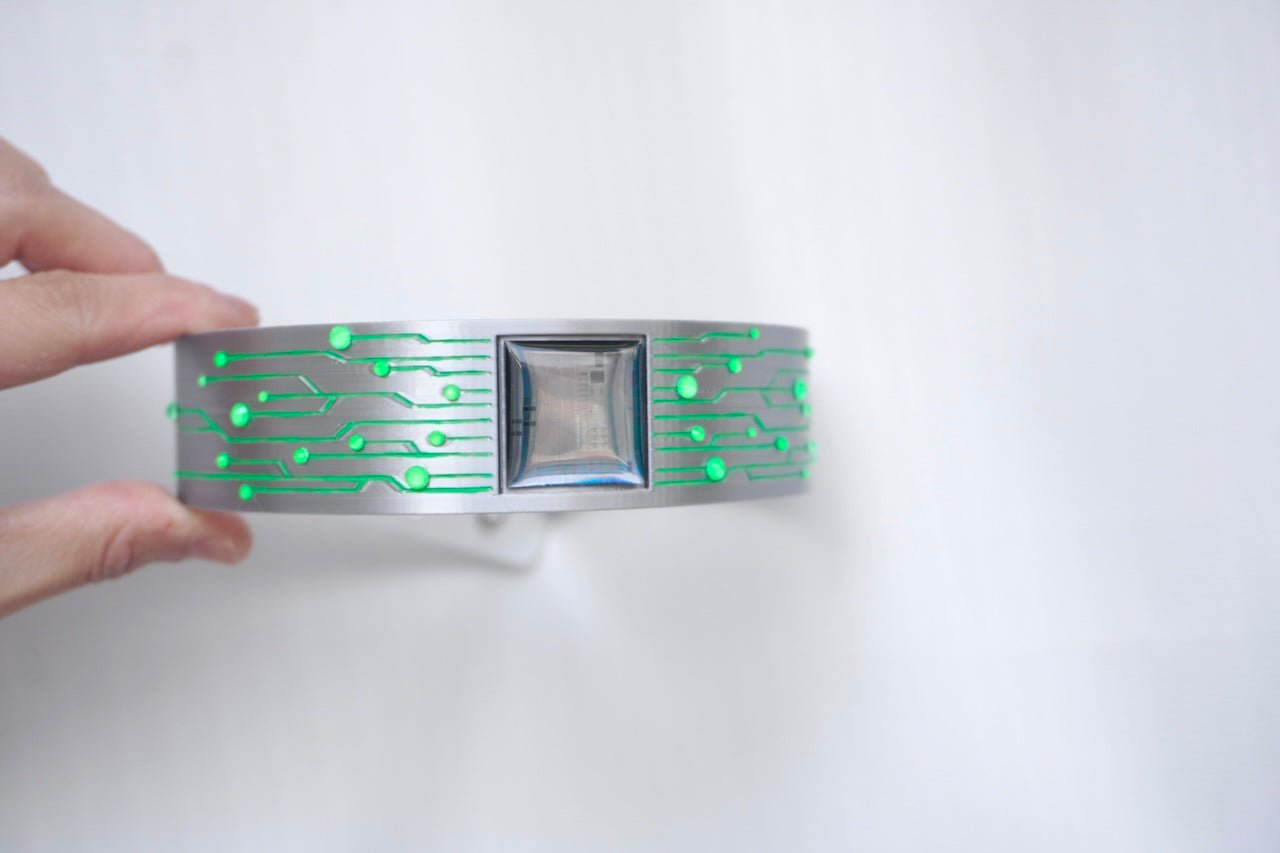 Futuristic Cyberpunk Electrical Circuit Lines Choker—Electroni Silicon Wafer Handmade Technology Style Necklace - futuristic jewelry - TUAN TUAN