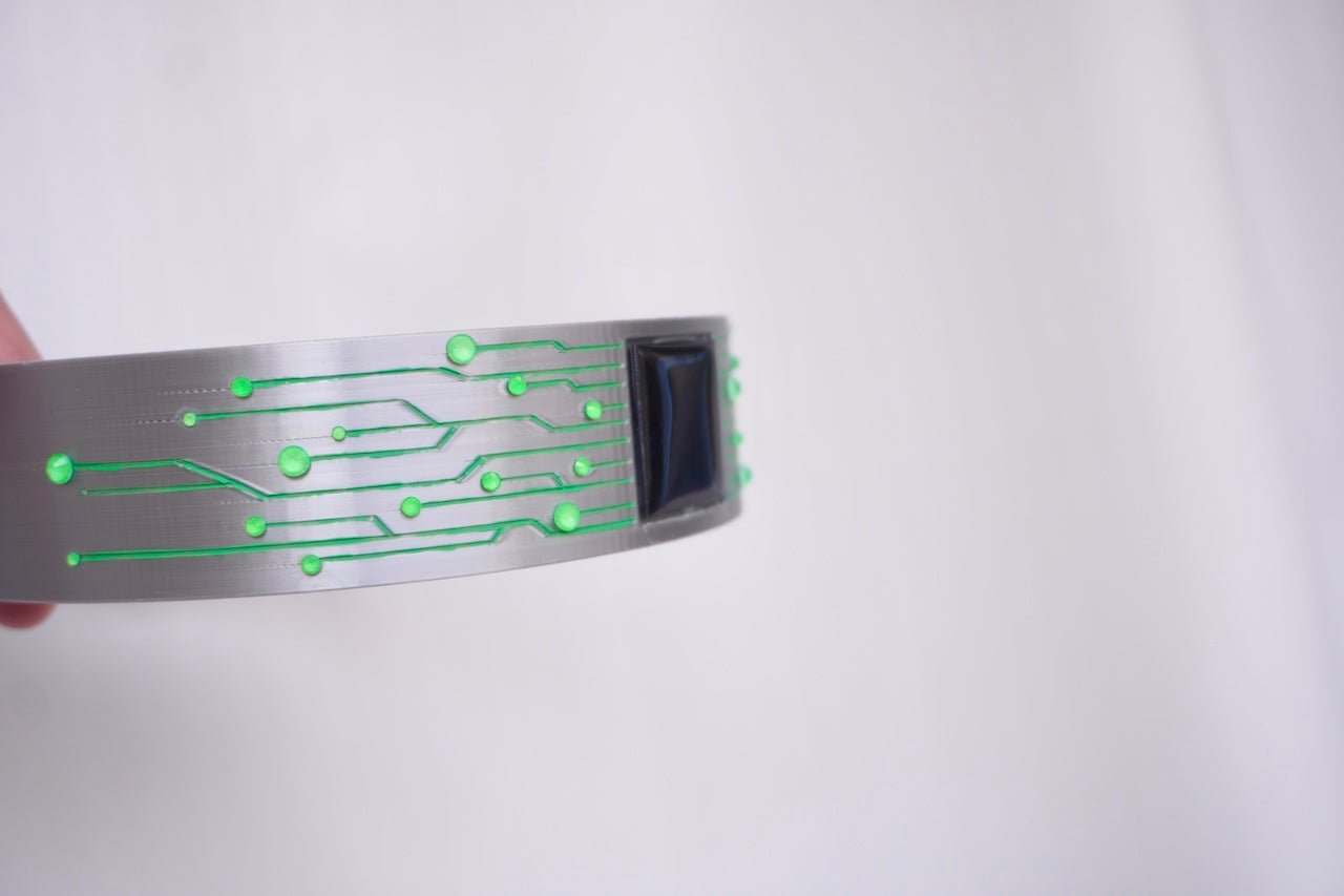 Futuristic Cyberpunk Electrical Circuit Lines Choker—Electroni Silicon Wafer Handmade Technology Style Necklace - futuristic jewelry - TUAN TUAN