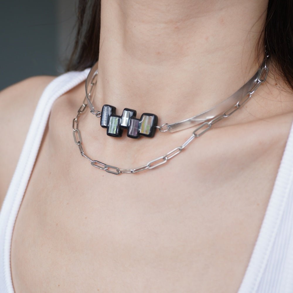 Futuristic Cyberpunk Electronic Chip choker — Handcrafted Necklace - futuristic jewelry - TUAN TUAN