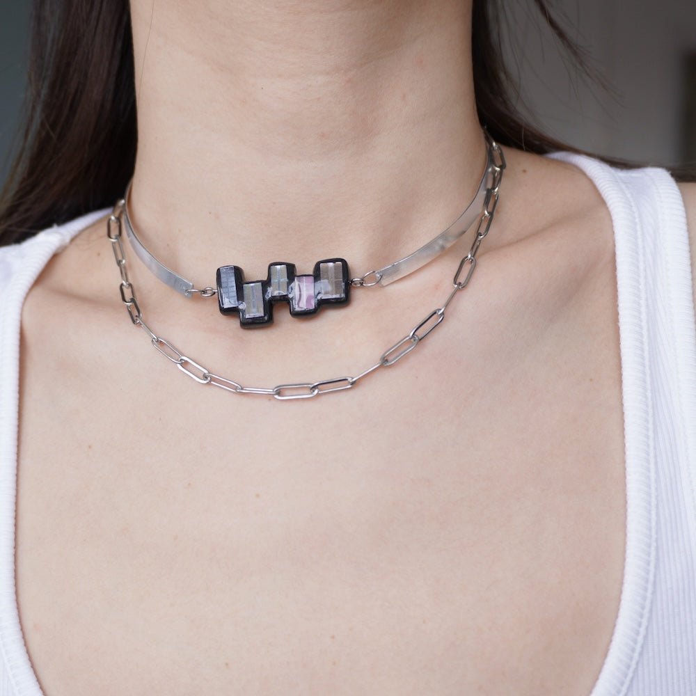 Futuristic Cyberpunk Electronic Chip choker — Handcrafted Necklace - futuristic jewelry - TUAN TUAN