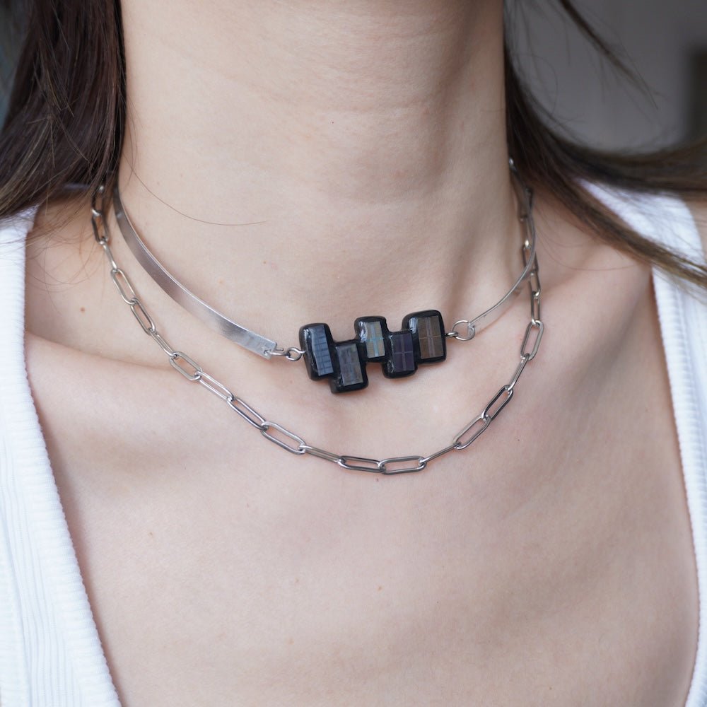 Futuristic Cyberpunk Electronic Chip choker — Handcrafted Necklace - futuristic jewelry - TUAN TUAN