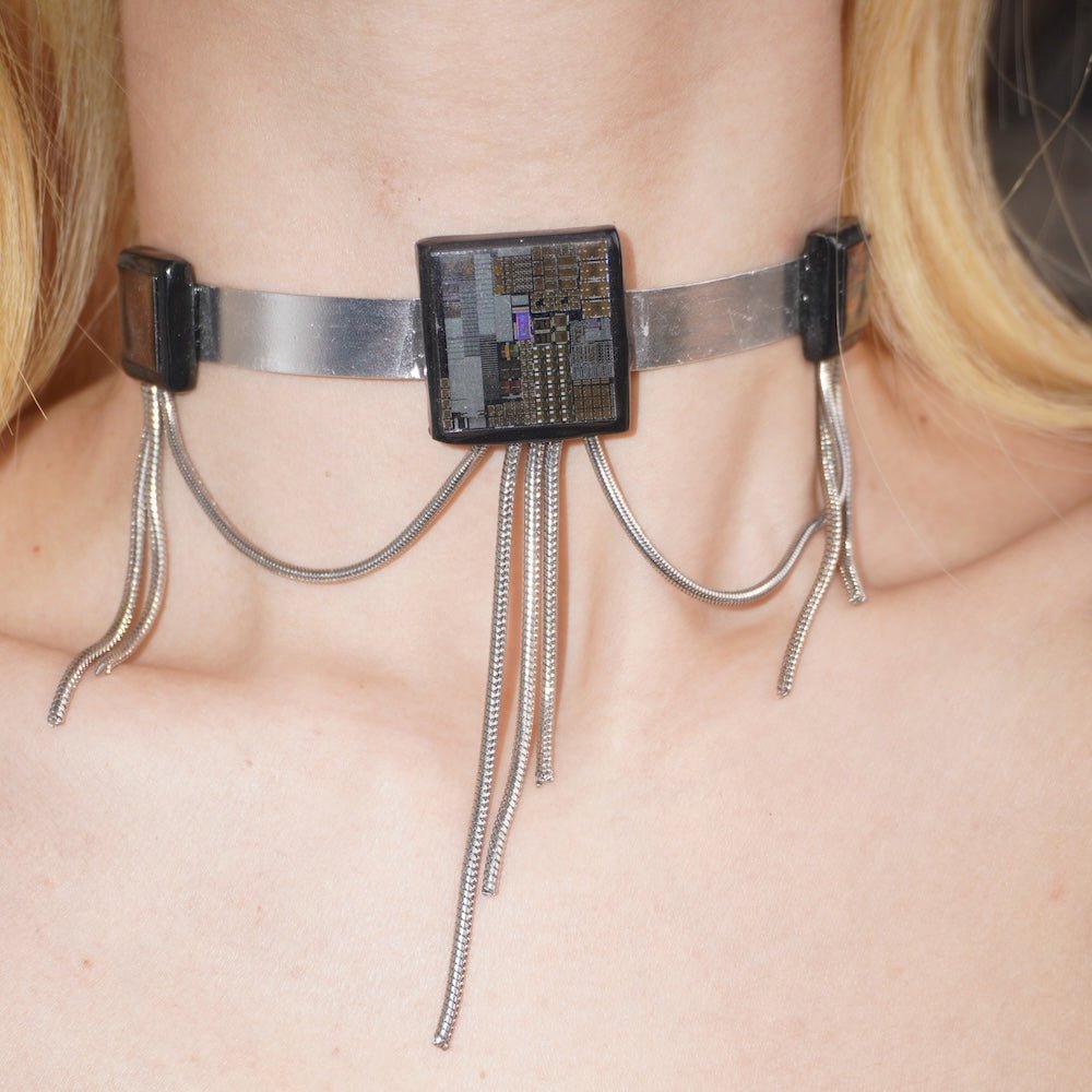 Futuristic Cyberpunk Electronic Chip Tassel Necklace-Handmade Necklace- One of a kind - futuristic jewelry - TUAN TUAN