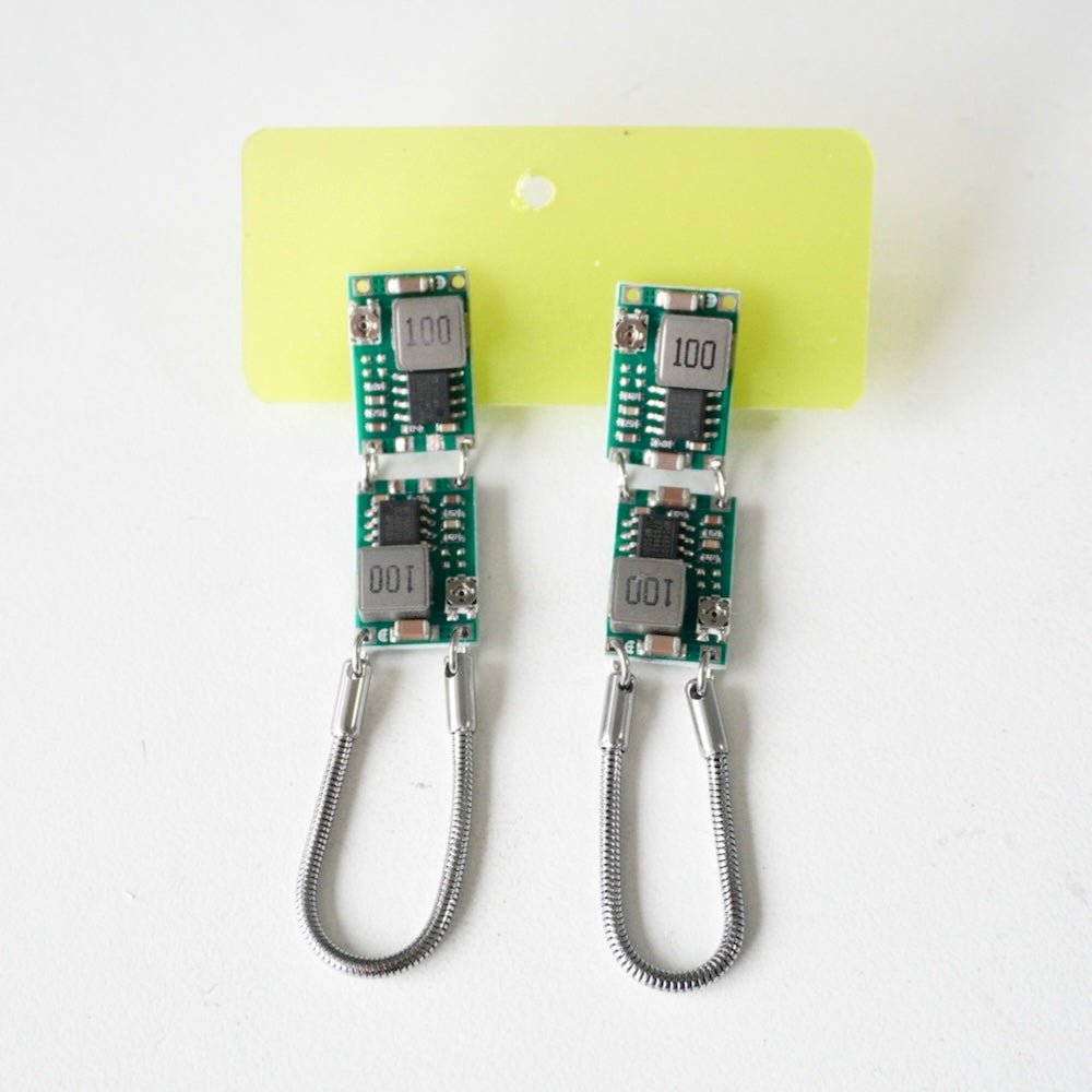 Futuristic Cyberpunk Electronic Component Stud Earrings — Handcrafted Jewelry - futuristic jewelry - TUAN TUAN