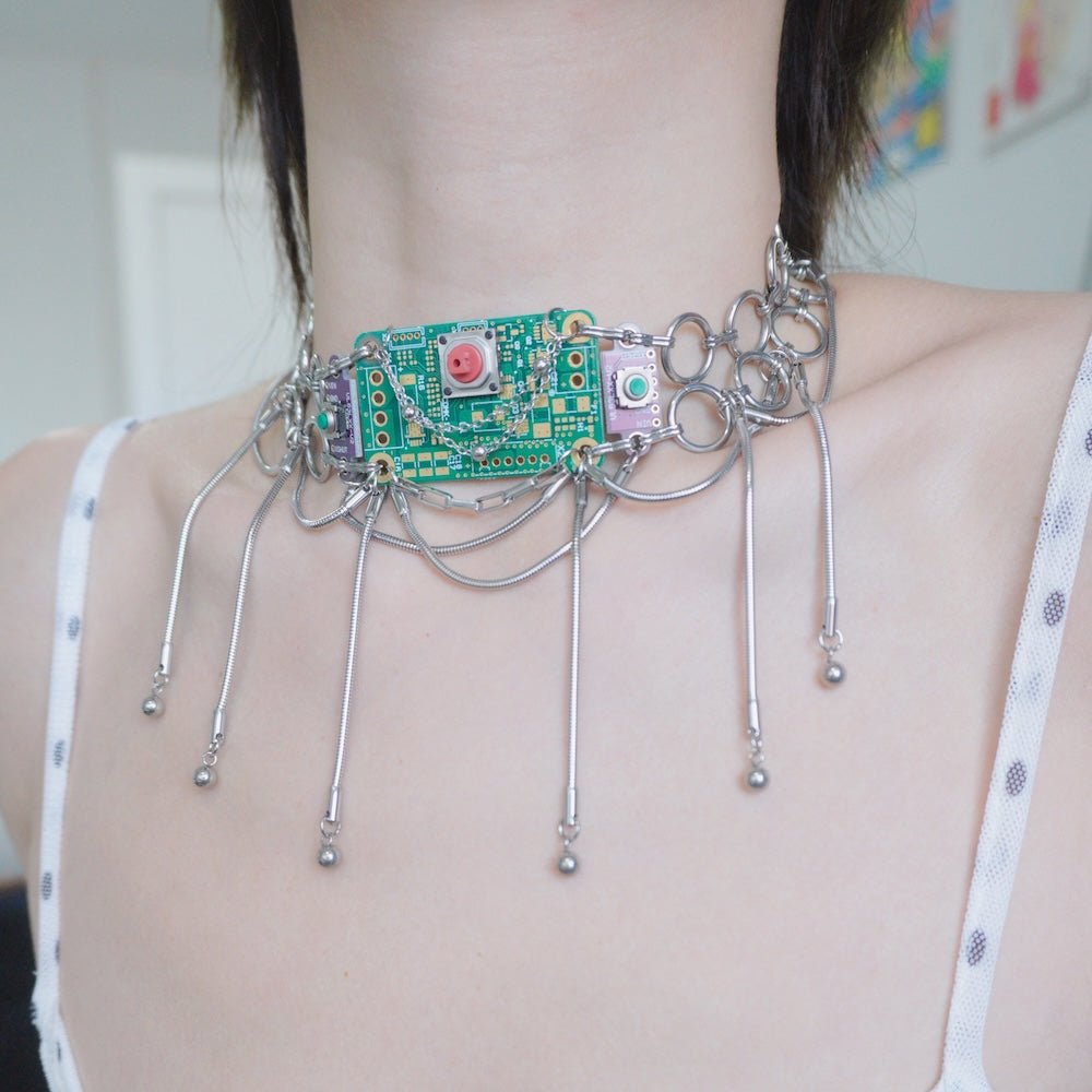 Futuristic Cyberpunk Necklace—Handcrafted Multi-Layer Fringe Design - futuristic jewelry - TUAN TUAN