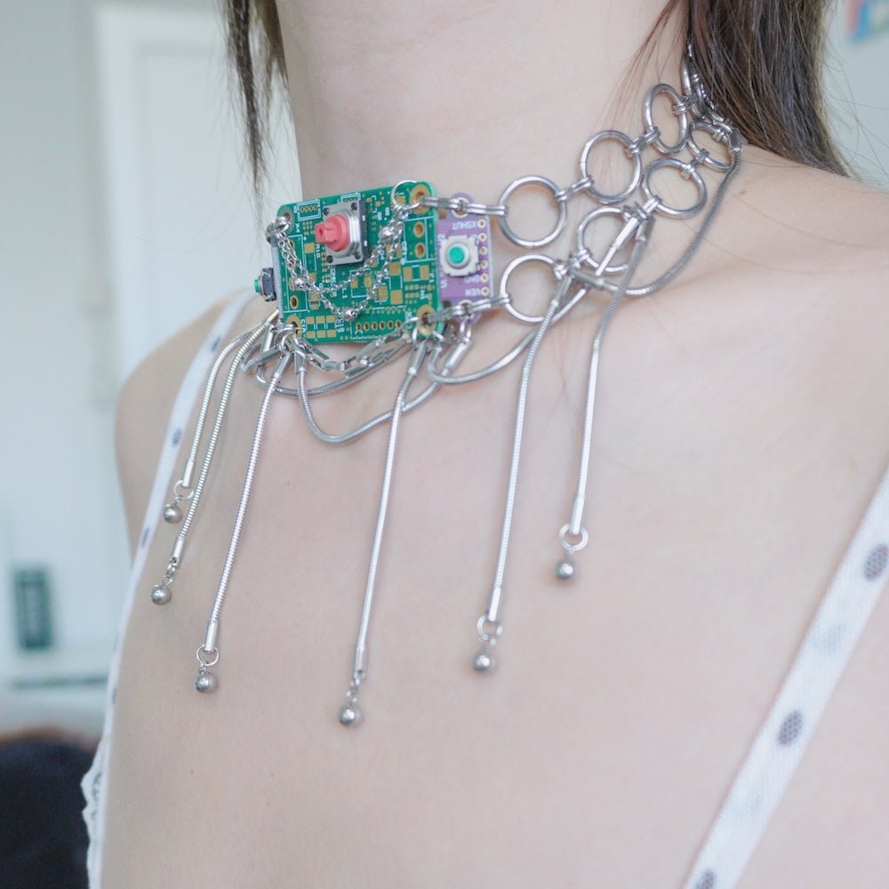 Futuristic Cyberpunk Necklace—Handcrafted Multi-Layer Fringe Design - futuristic jewelry - TUAN TUAN