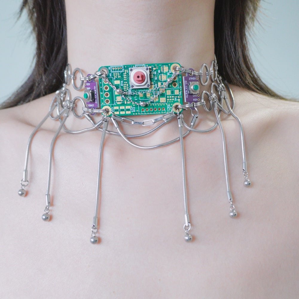 Futuristic Cyberpunk Necklace—Handcrafted Multi-Layer Fringe Design - futuristic jewelry - TUAN TUAN