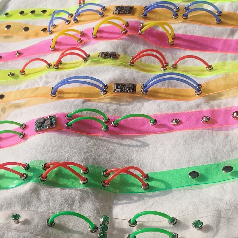 Futuristic Cyberpunk Neon Circuit Board Choker — Handmade Necklace, Available in Three Colors - futuristic jewelry - TUAN TUAN