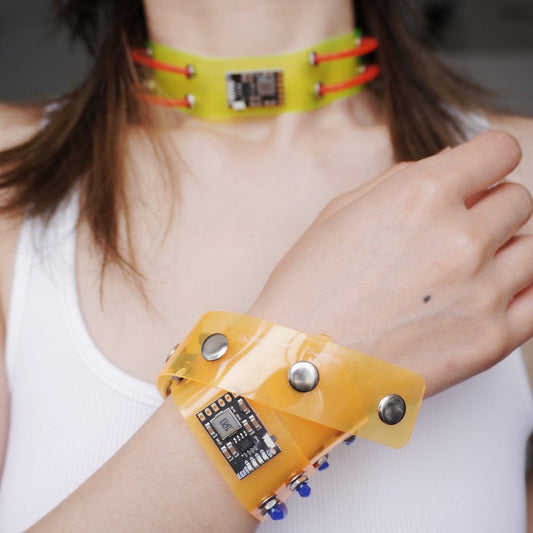 Futuristic Cyberpunk Neon Circuit Board Choker — Handmade Necklace, Available in Three Colors - futuristic jewelry - TUAN TUAN