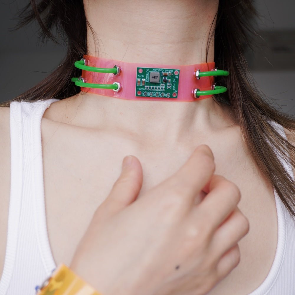 Futuristic Cyberpunk Neon Circuit Board Choker — Handmade Necklace, Available in Three Colors - futuristic jewelry - TUAN TUAN