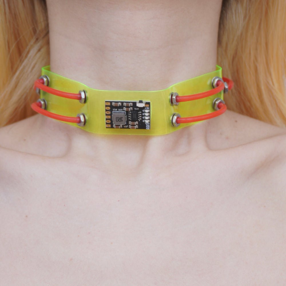 Futuristic Cyberpunk Neon Circuit Board Choker — Handmade Necklace, Available in Three Colors - futuristic jewelry - TUAN TUAN