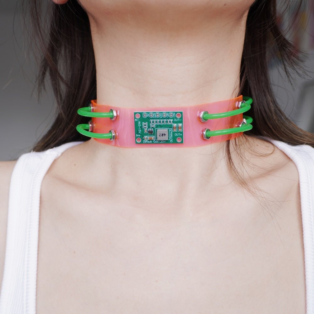 Futuristic Cyberpunk Neon Circuit Board Choker — Handmade Necklace, Available in Three Colors - futuristic jewelry - TUAN TUAN