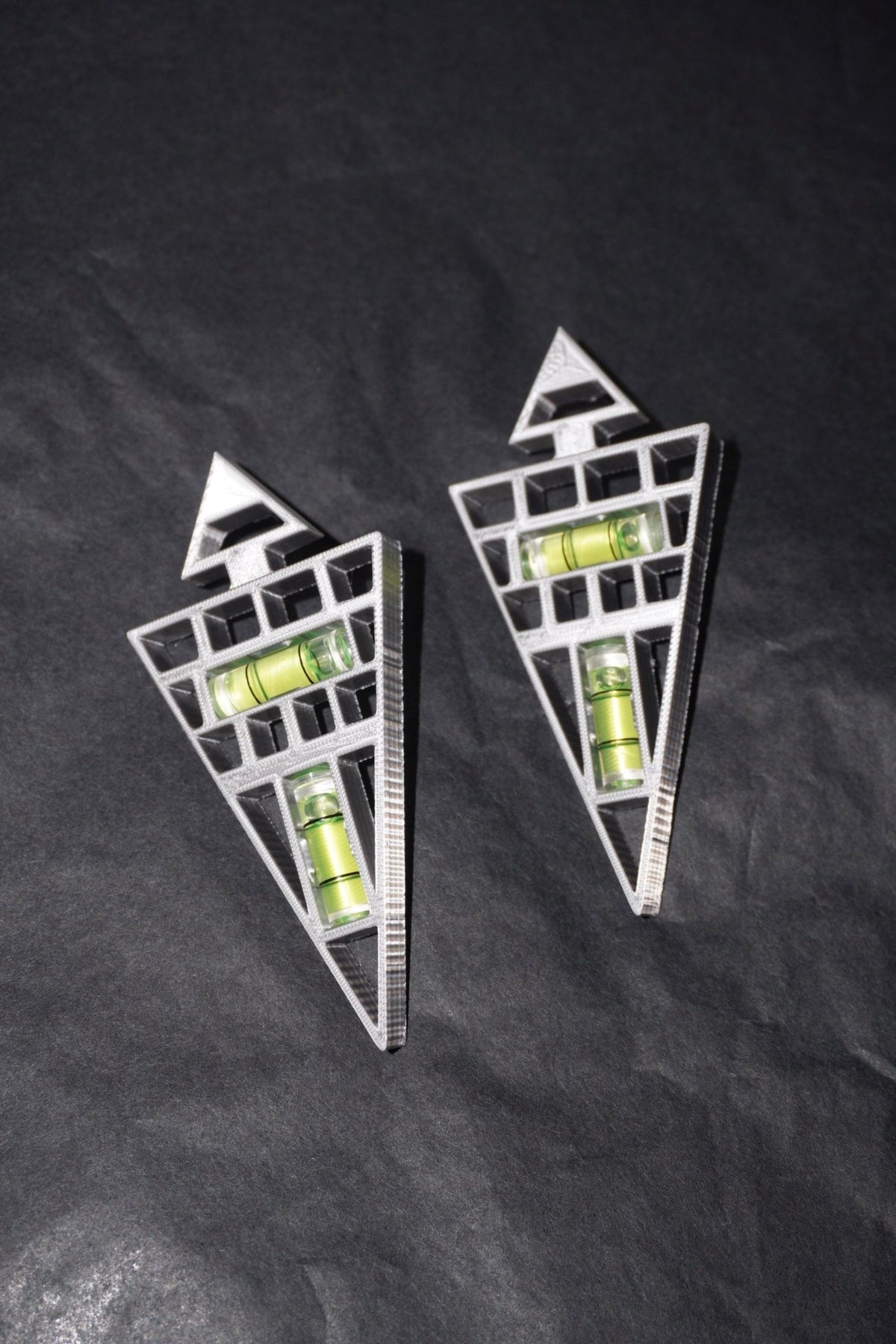 Futuristic Cyberpunk Triangle Level Earrings — 3D Printed and Handcrafted Design Jewelry - futuristic jewelry - TUAN TUAN