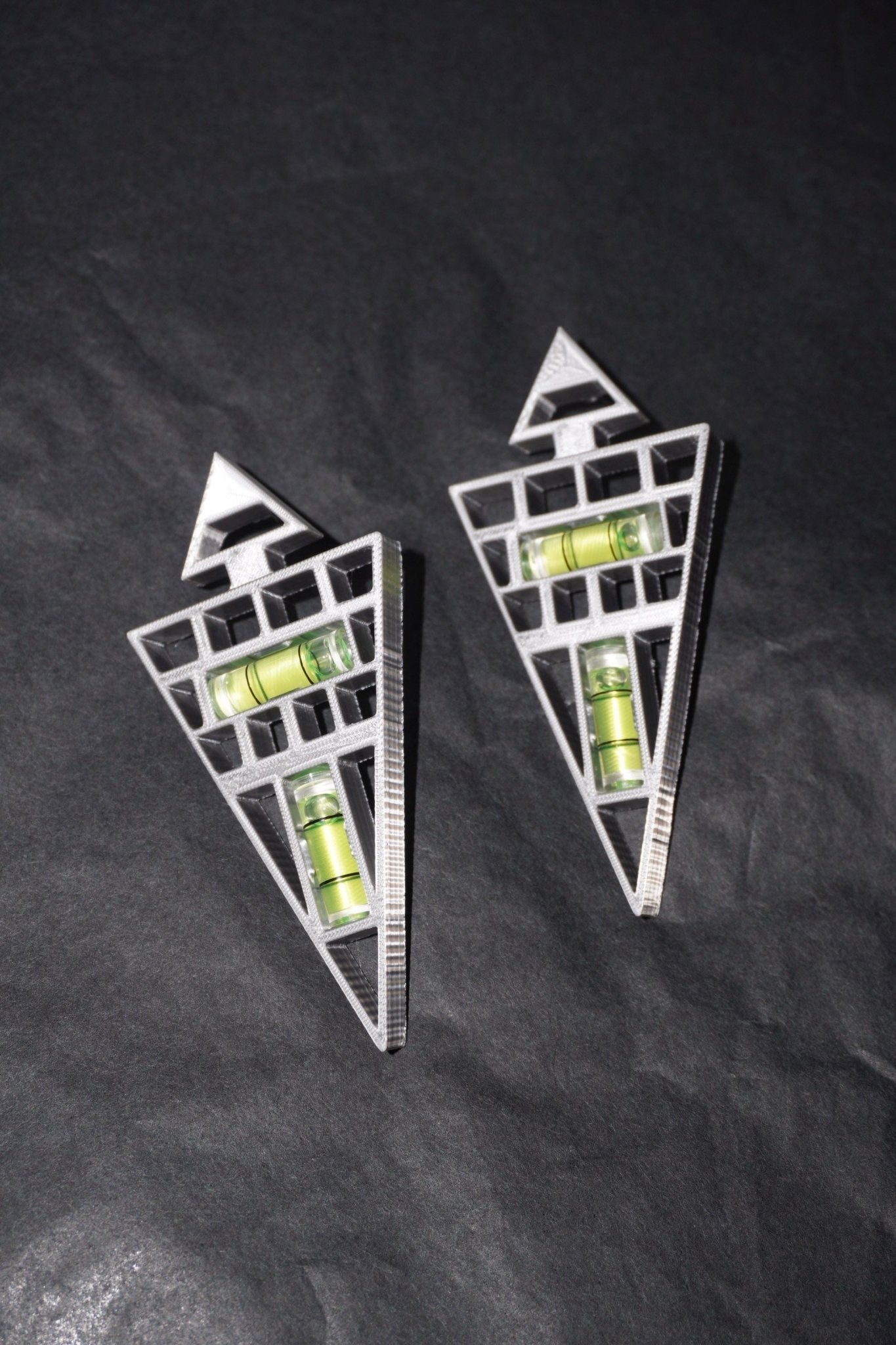 Futuristic Cyberpunk Triangle Level Earrings — 3D Printed and Handcrafted Design Jewelry - futuristic jewelry - TUAN TUAN