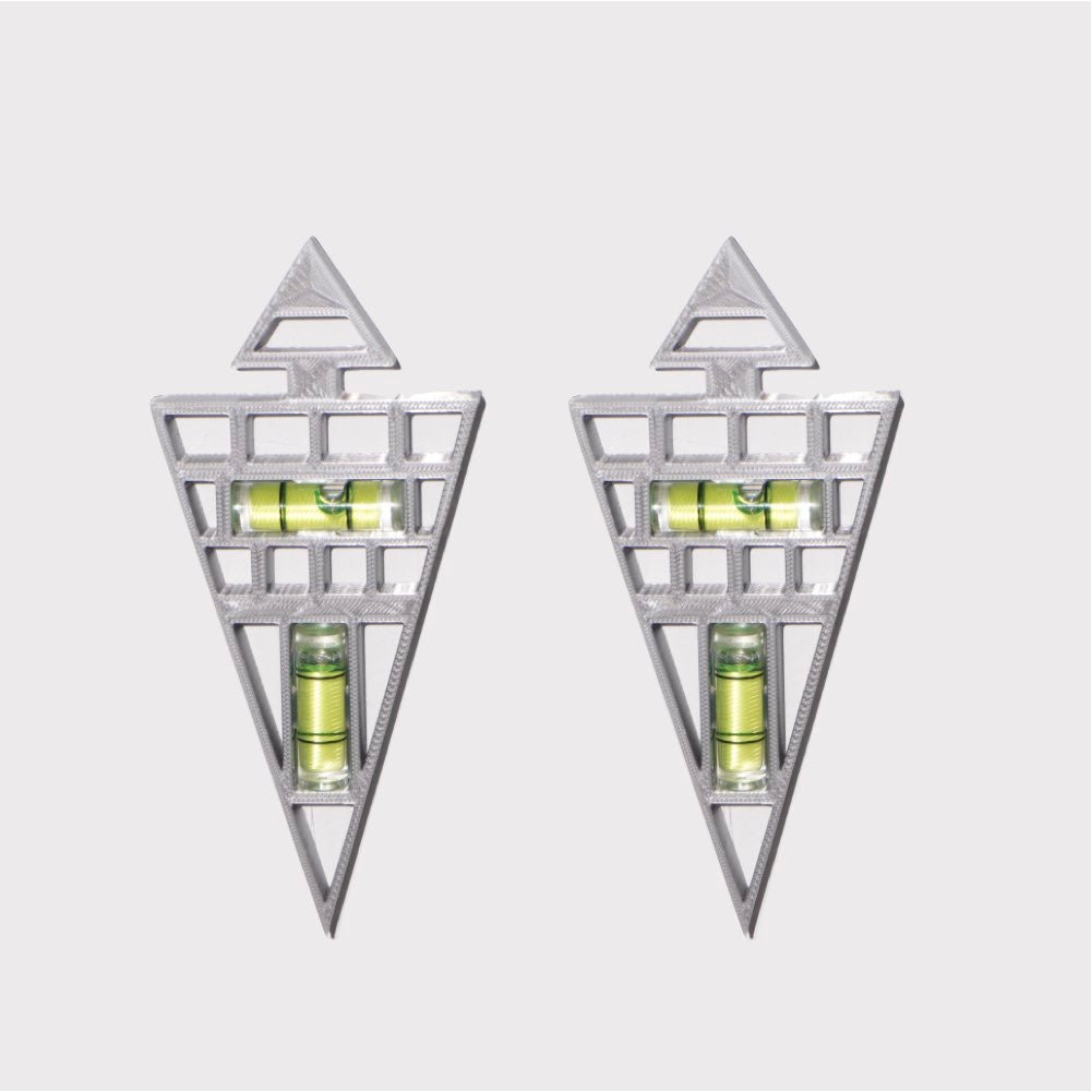 Futuristic Cyberpunk Triangle Level Earrings — 3D Printed and Handcrafted Design Jewelry - futuristic jewelry - TUAN TUAN
