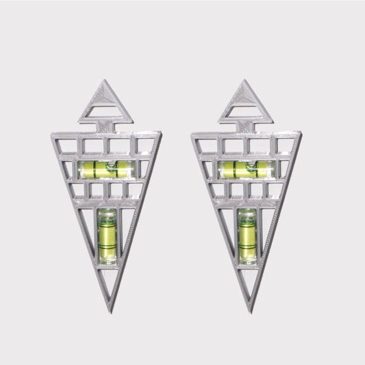 Futuristic Cyberpunk Triangle Level Earrings — 3D Printed and Handcrafted Design Jewelry - futuristic jewelry - TUAN TUAN