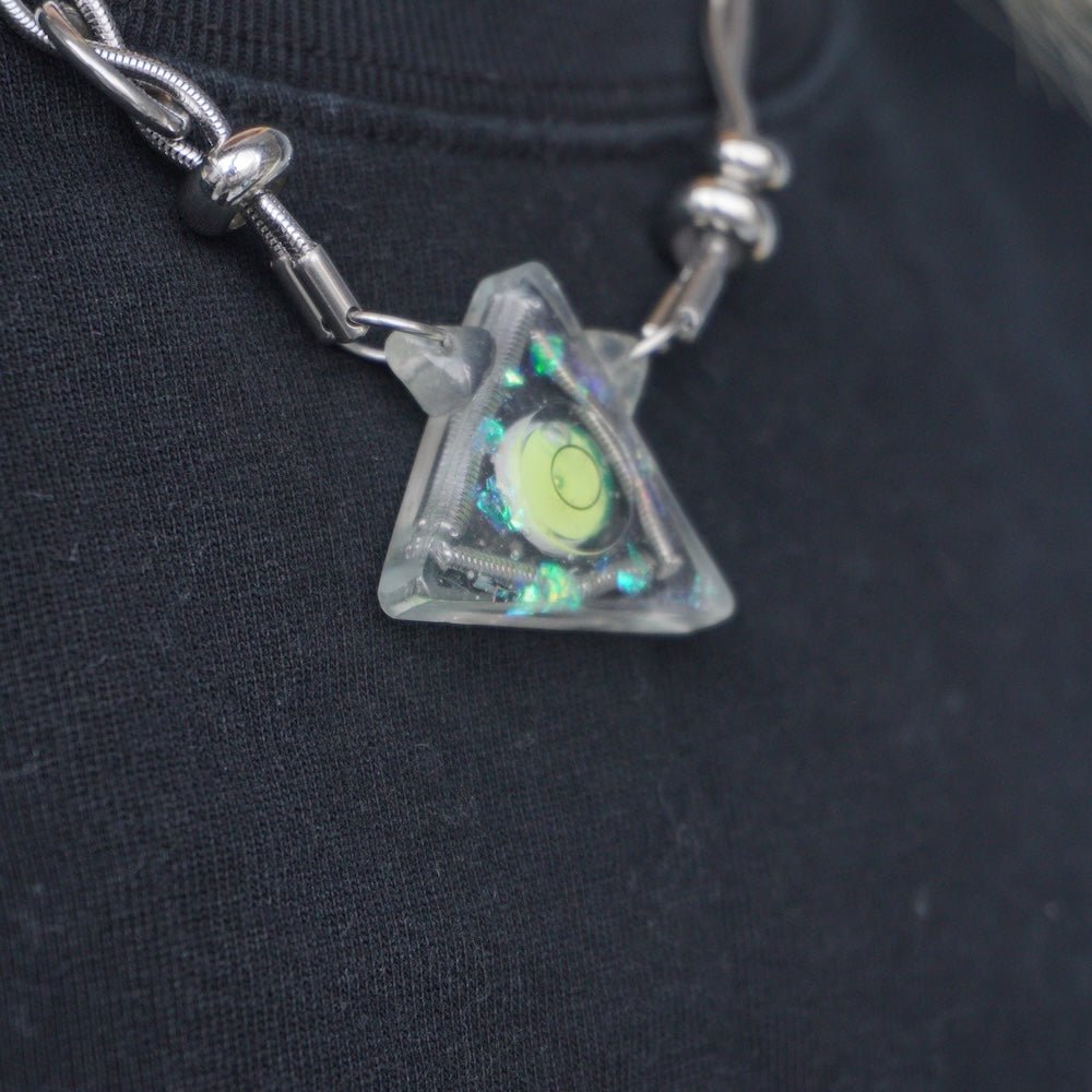 Futuristic Cyberpunk Triangle Level Necklace— Minimalist Cyber Style Handmade - futuristic jewelry - TUAN TUAN
