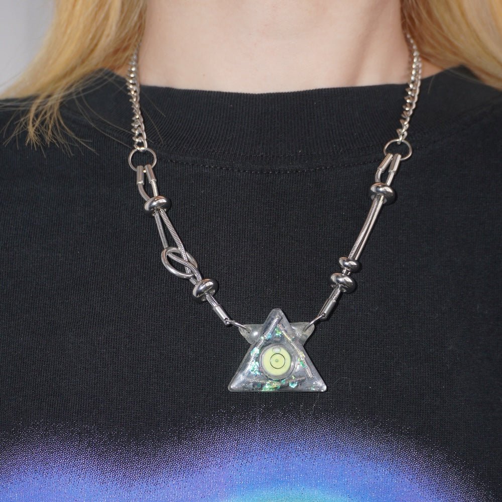 Futuristic Cyberpunk Triangle Level Necklace— Minimalist Cyber Style Handmade - futuristic jewelry - TUAN TUAN
