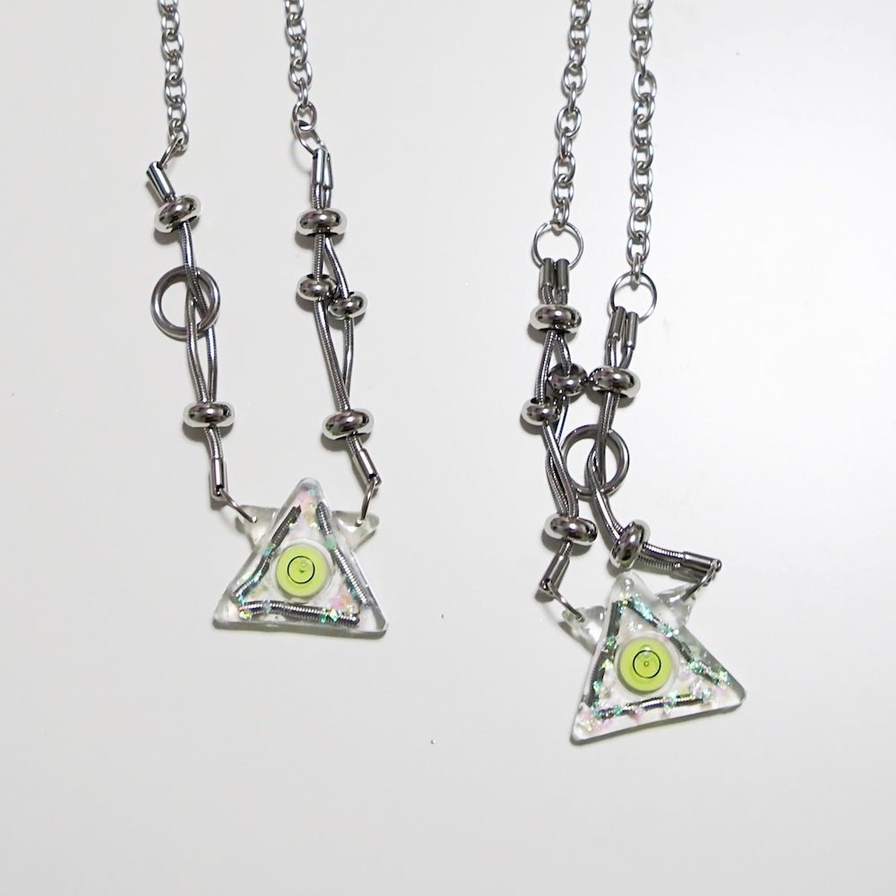 Futuristic Cyberpunk Triangle Level Necklace— Minimalist Cyber Style Handmade - futuristic jewelry - TUAN TUAN