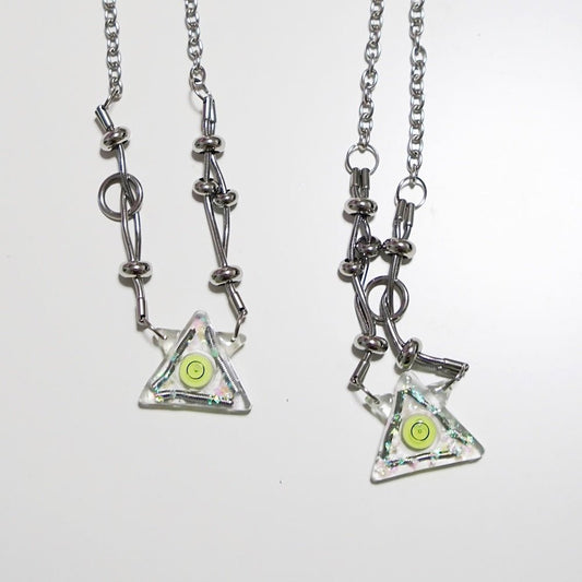 Futuristic Cyberpunk Triangle Level Necklace— Minimalist Cyber Style Handmade - futuristic jewelry - TUAN TUAN