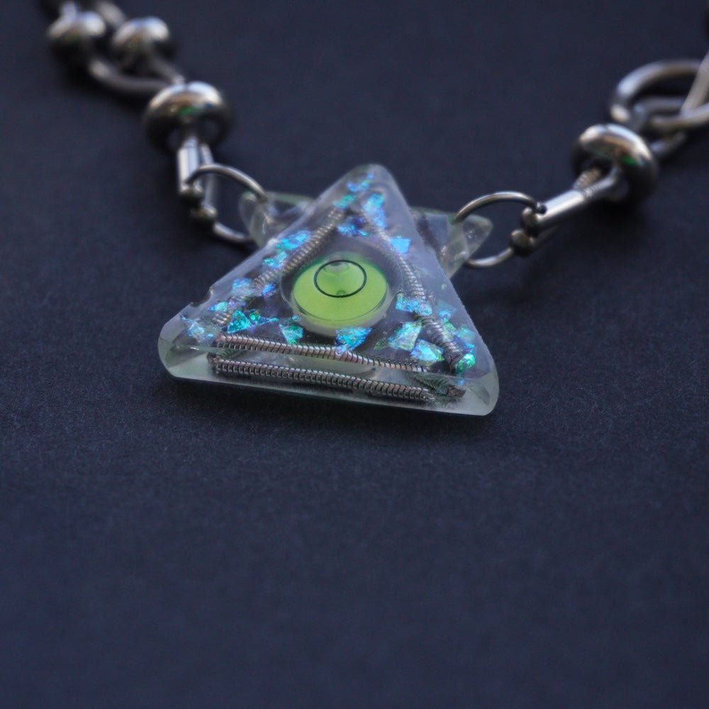 Futuristic Cyberpunk Triangle Level Necklace— Minimalist Cyber Style Handmade - futuristic jewelry - TUAN TUAN