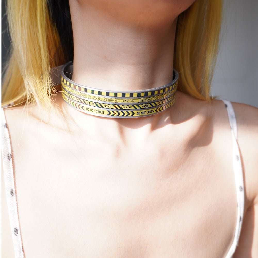 Futuristic Cyberpunk Warning Line Choker— 3D-Printed Handcrafted Necklace - futuristic jewelry - TUAN TUAN