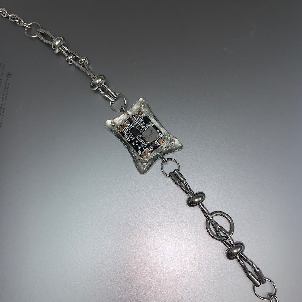 Futuristic Necklace — Handcrafted Resin Circuit Board Necklace - futuristic jewelry - TUAN TUAN