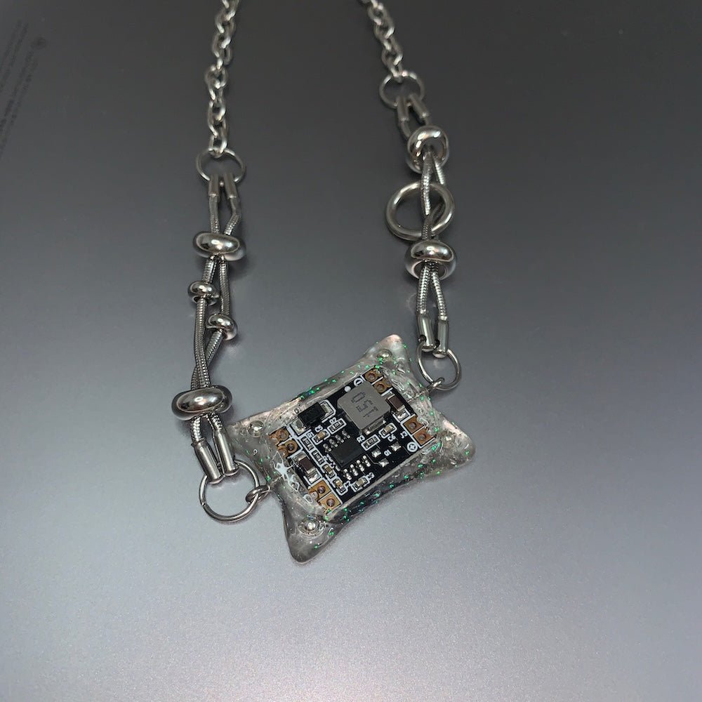 Futuristic Necklace — Handcrafted Resin Circuit Board Necklace - futuristic jewelry - TUAN TUAN