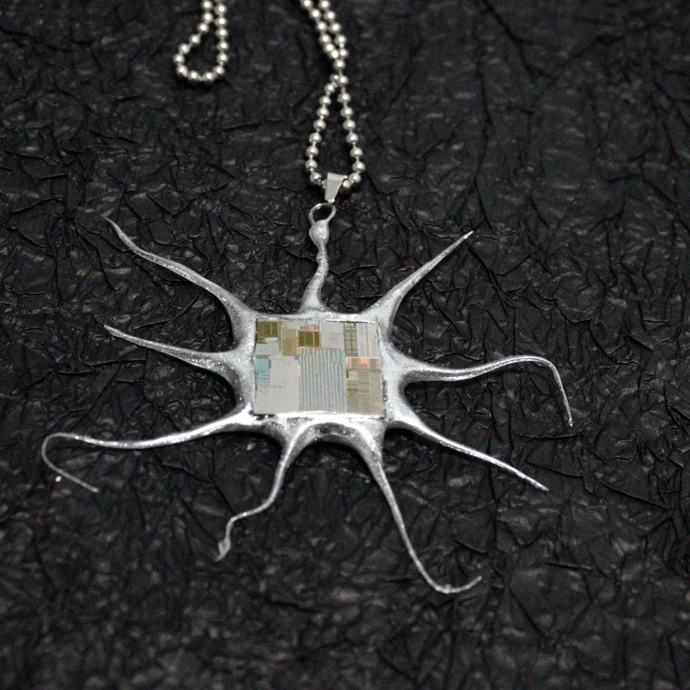 Futuristic Necklace—Handcrafted Resin Electroni Silicon Wafer Necklace - futuristic jewelry - TUAN TUAN