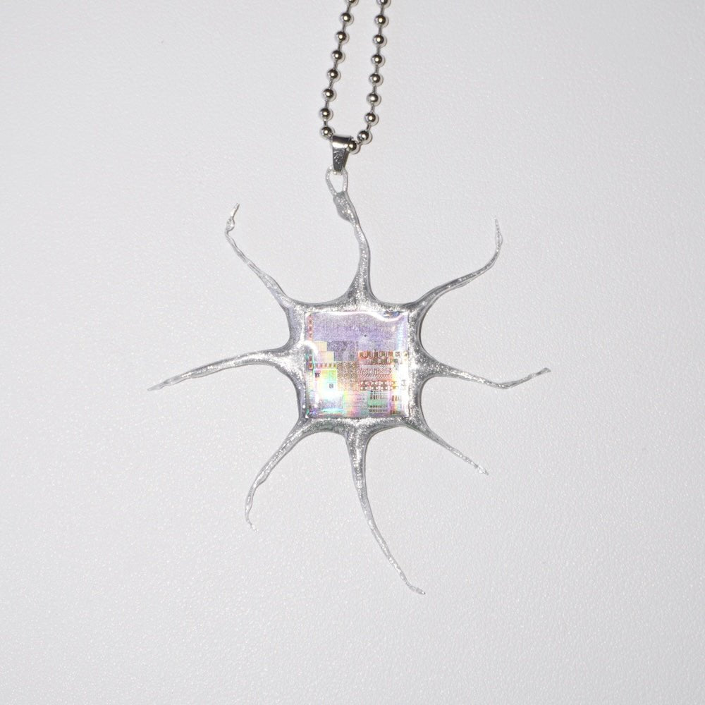 Futuristic Necklace—Handcrafted Resin Electroni Silicon Wafer Necklace - futuristic jewelry - TUAN TUAN