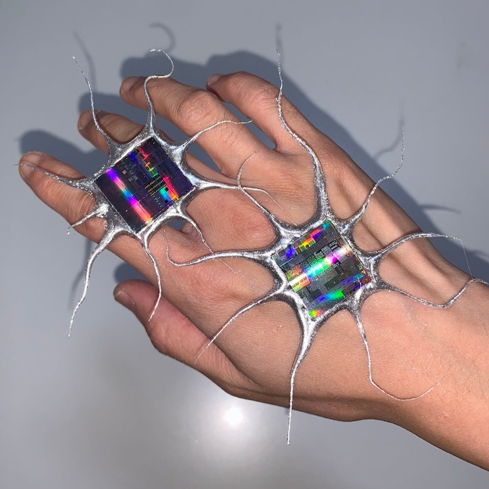 Futuristic Necklace—Handcrafted Resin Electroni Silicon Wafer Necklace - futuristic jewelry - TUAN TUAN
