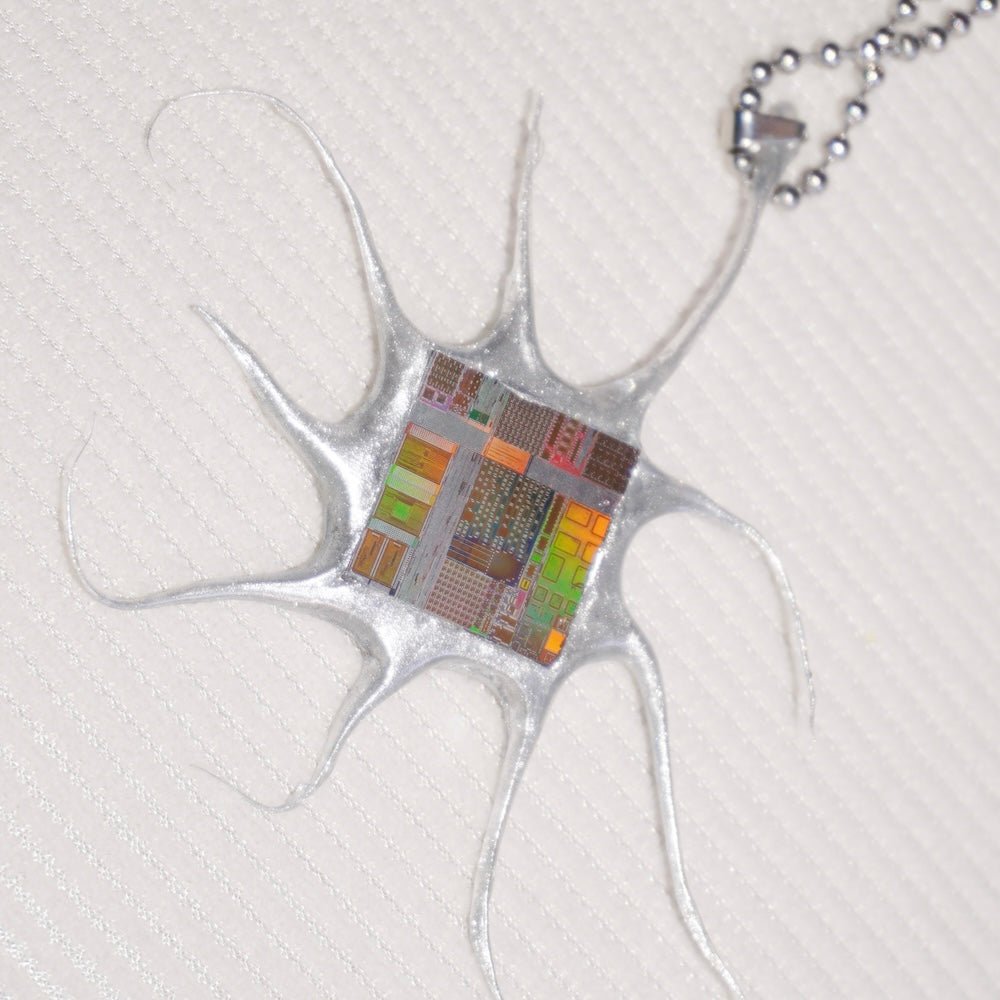 Futuristic Necklace—Handcrafted Resin Electroni Silicon Wafer Necklace - futuristic jewelry - TUAN TUAN