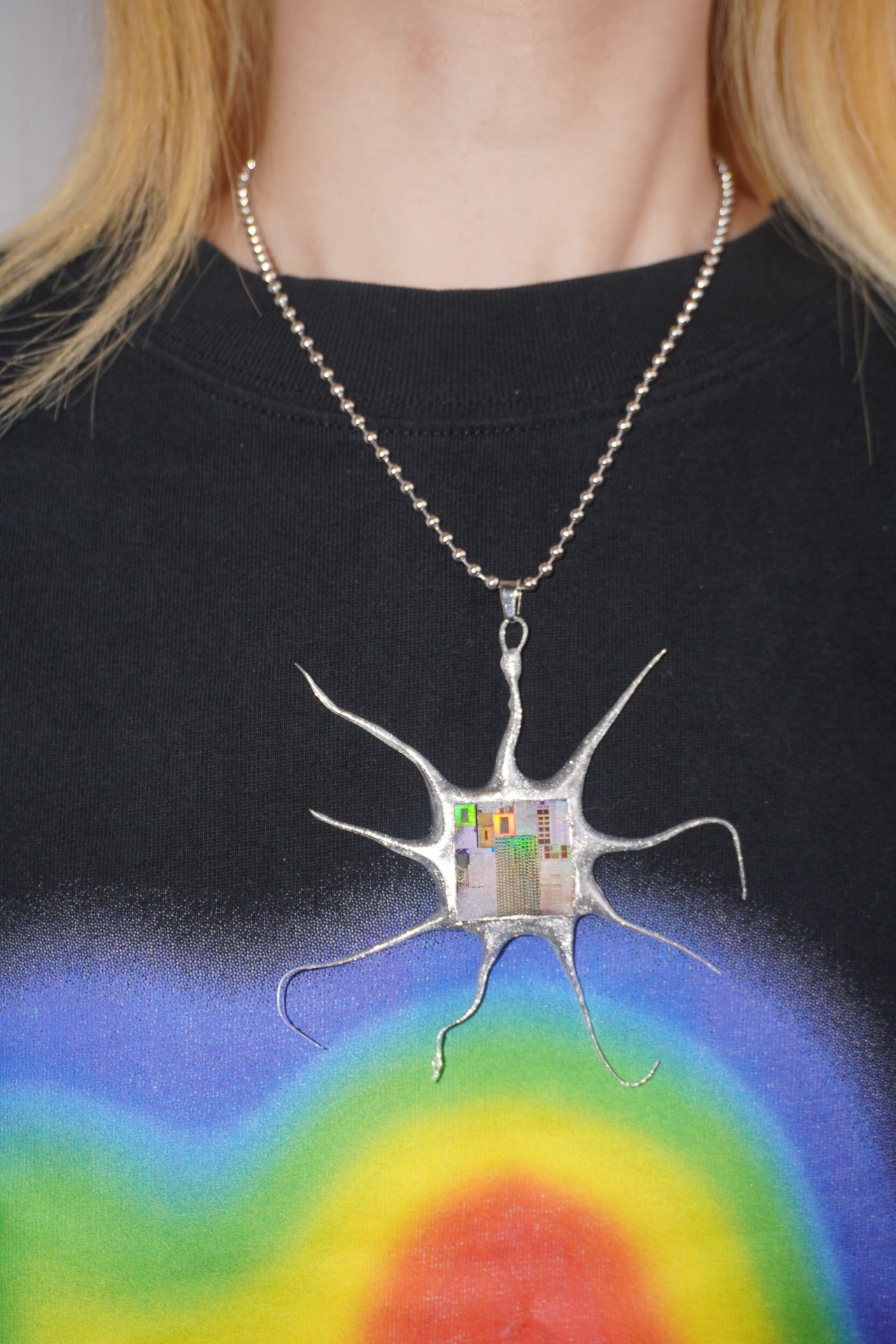 Futuristic Necklace—Handcrafted Resin Electroni Silicon Wafer Necklace - futuristic jewelry - TUAN TUAN