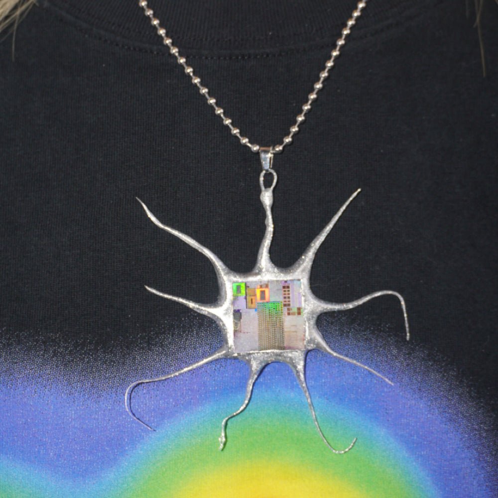 Futuristic Necklace—Handcrafted Resin Electroni Silicon Wafer Necklace - futuristic jewelry - TUAN TUAN