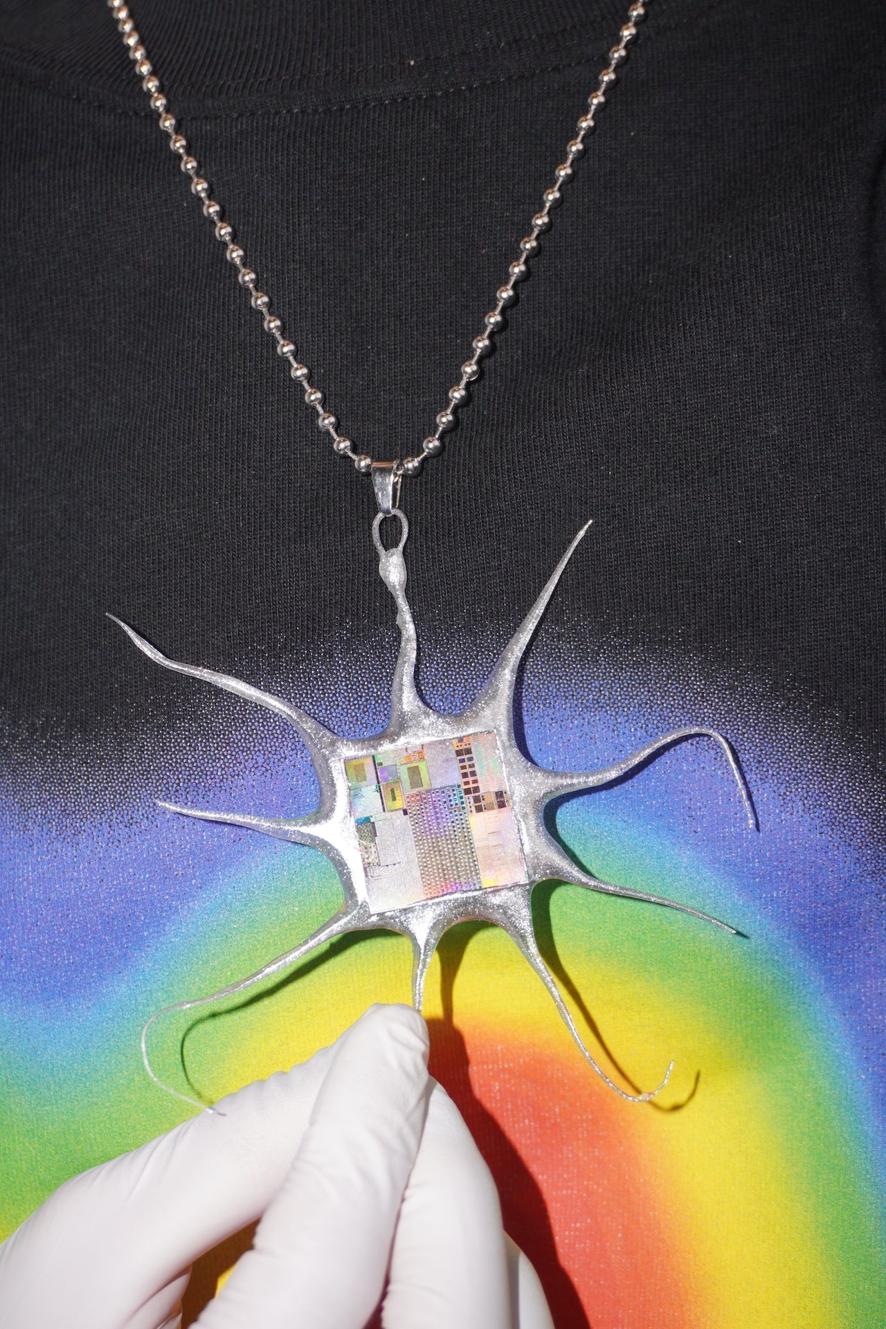 Futuristic Necklace—Handcrafted Resin Electroni Silicon Wafer Necklace - futuristic jewelry - TUAN TUAN