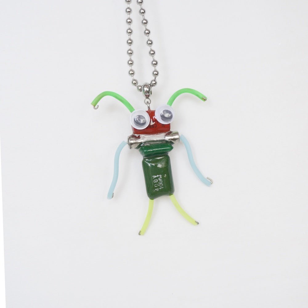 Futuristic Recycled Electronic Figurine Necklace – Handmade Long Chain - futuristic jewelry - TUAN TUAN
