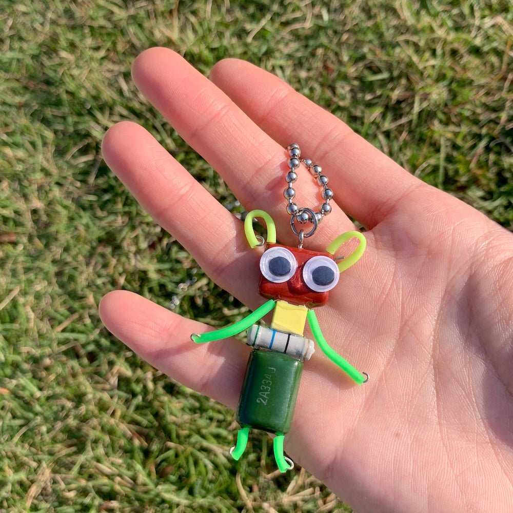Futuristic Recycled Electronic Figurine Necklace – Handmade Long Chain - futuristic jewelry - TUAN TUAN