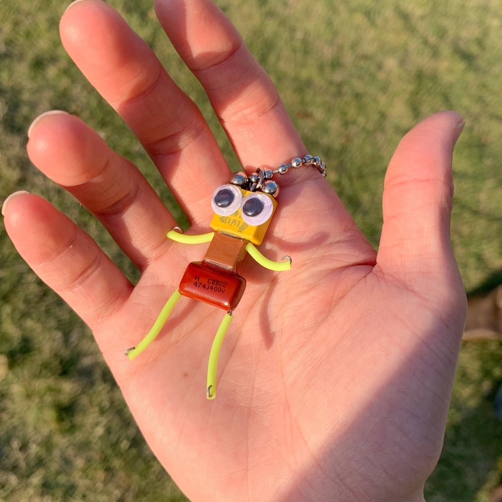 Futuristic Recycled Electronic Figurine Necklace – Handmade Long Chain - futuristic jewelry - TUAN TUAN