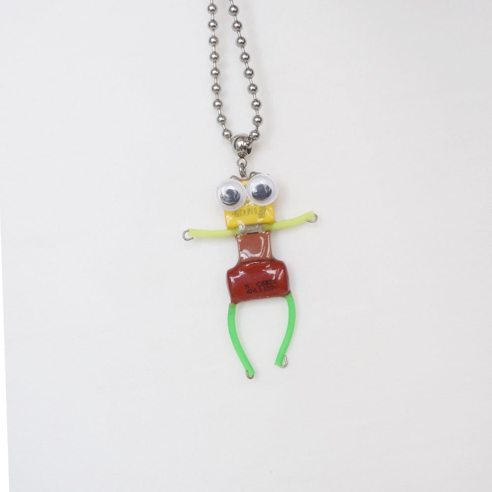 Futuristic Recycled Electronic Figurine Necklace – Handmade Long Chain - futuristic jewelry - TUAN TUAN