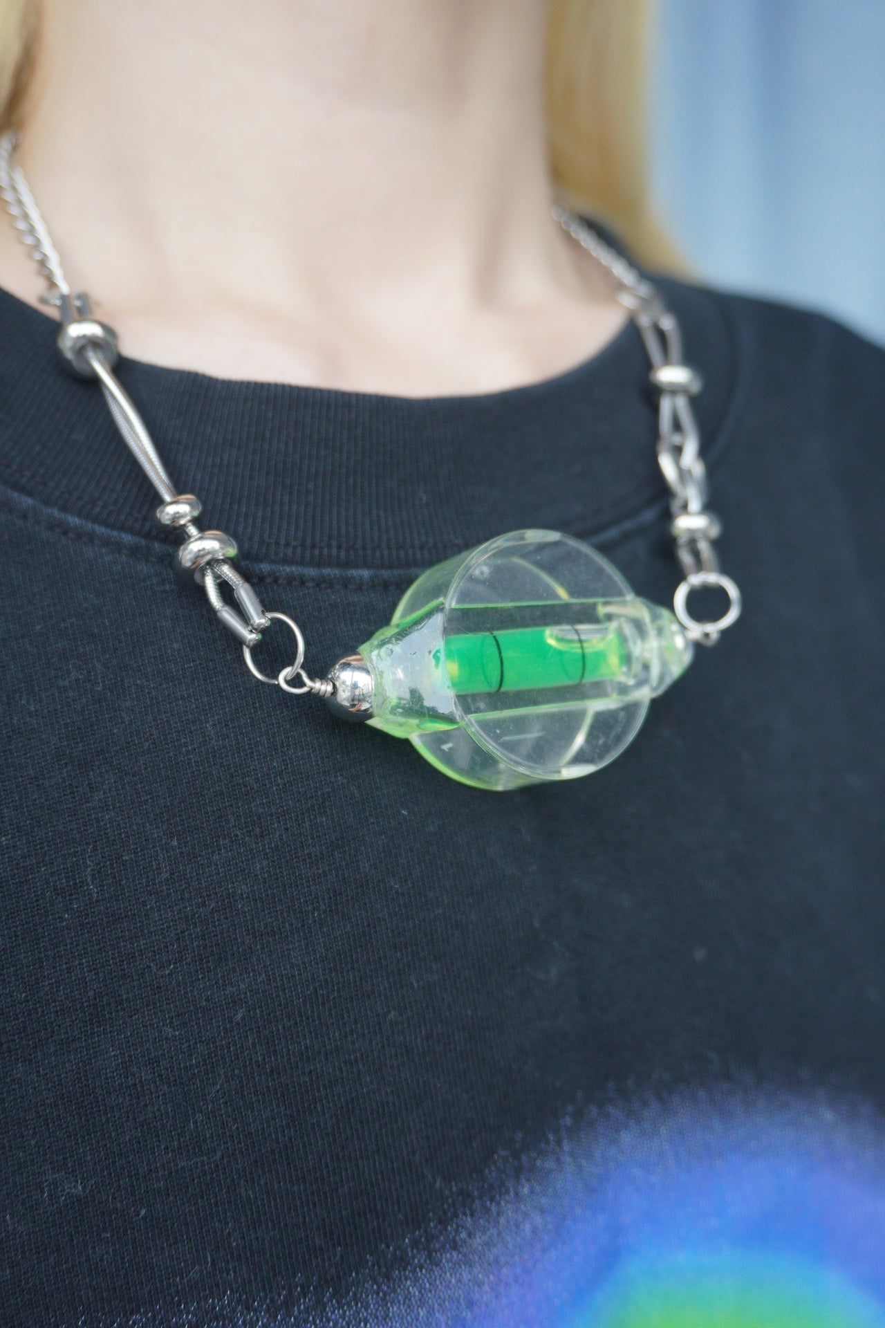 Futuristic Round Level Necklace – Minimalist Cyber Style Handmade - futuristic jewelry - TUAN TUAN