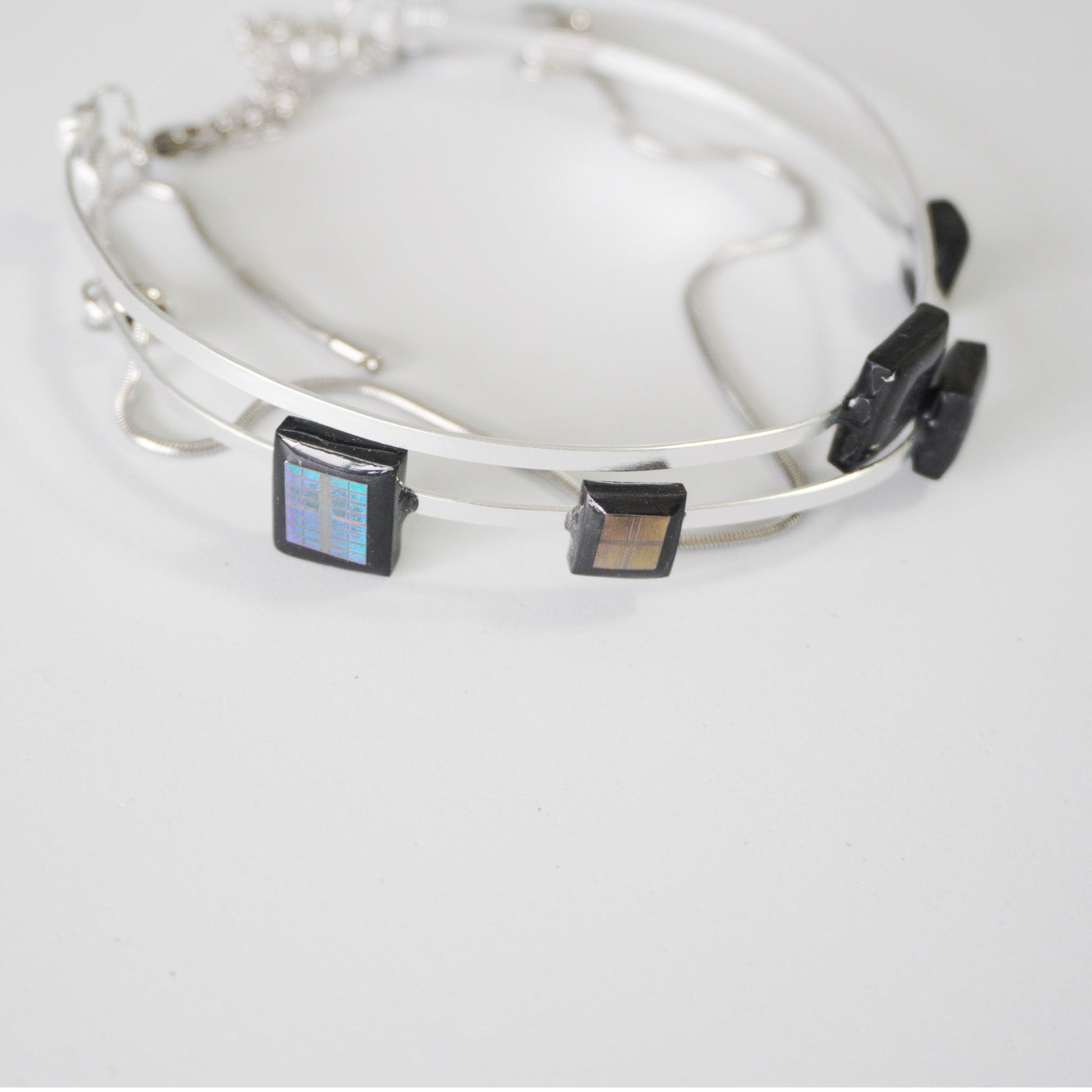 Handmade Cyber Chip Choker with Movable Blocks — Limited One-Off - futuristic jewelry - TUAN TUAN