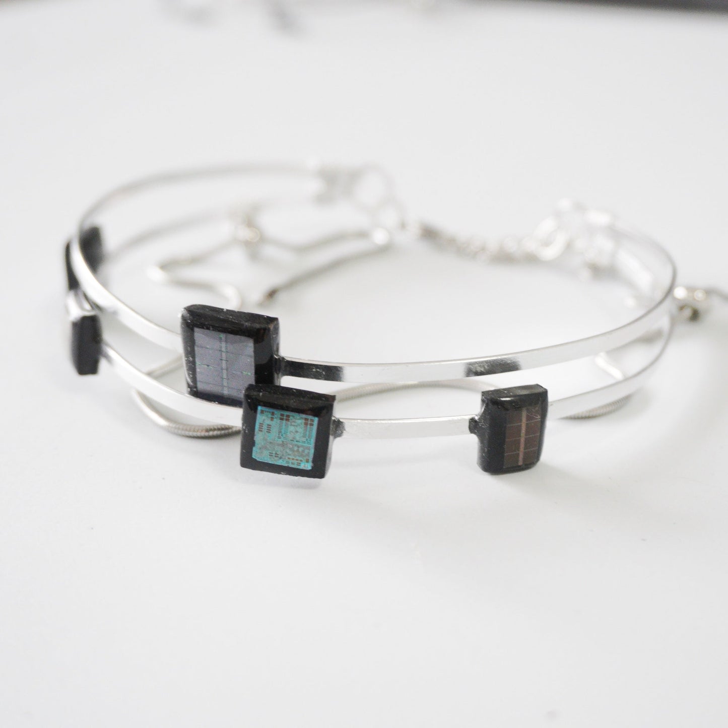 Handmade Cyber Chip Choker with Movable Blocks — Limited One-Off - futuristic jewelry - TUAN TUAN