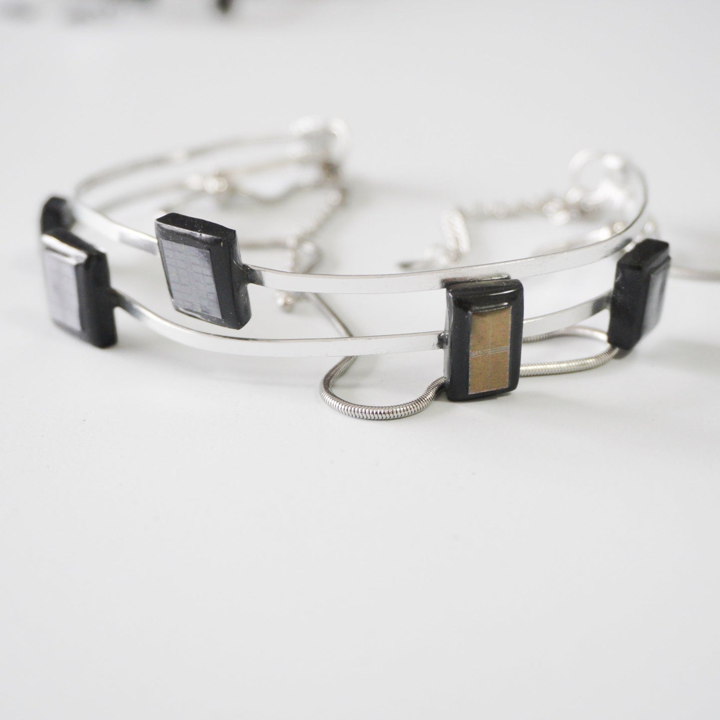 Handmade Cyber Chip Choker with Movable Blocks — Limited One-Off - futuristic jewelry - TUAN TUAN