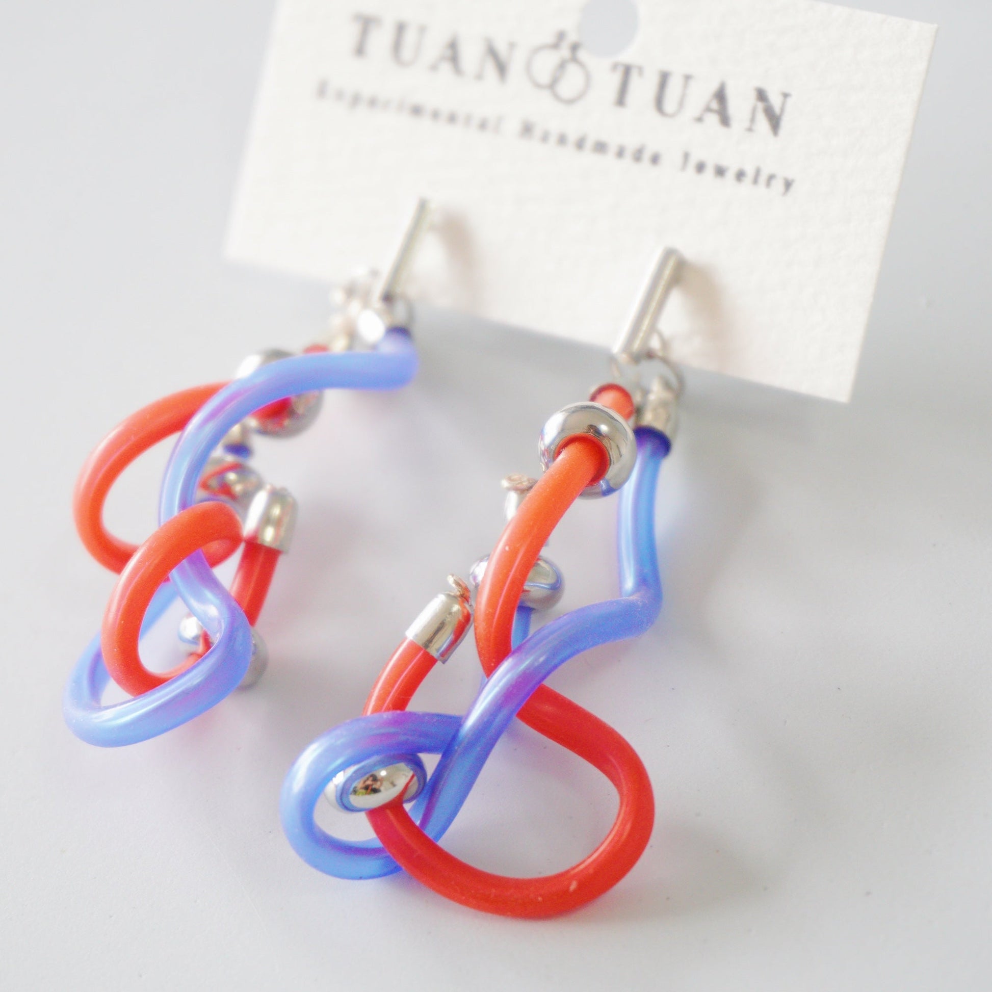 Handmade Cyberpunk Wire Tube Earrings - futuristic jewelry - TUAN TUAN