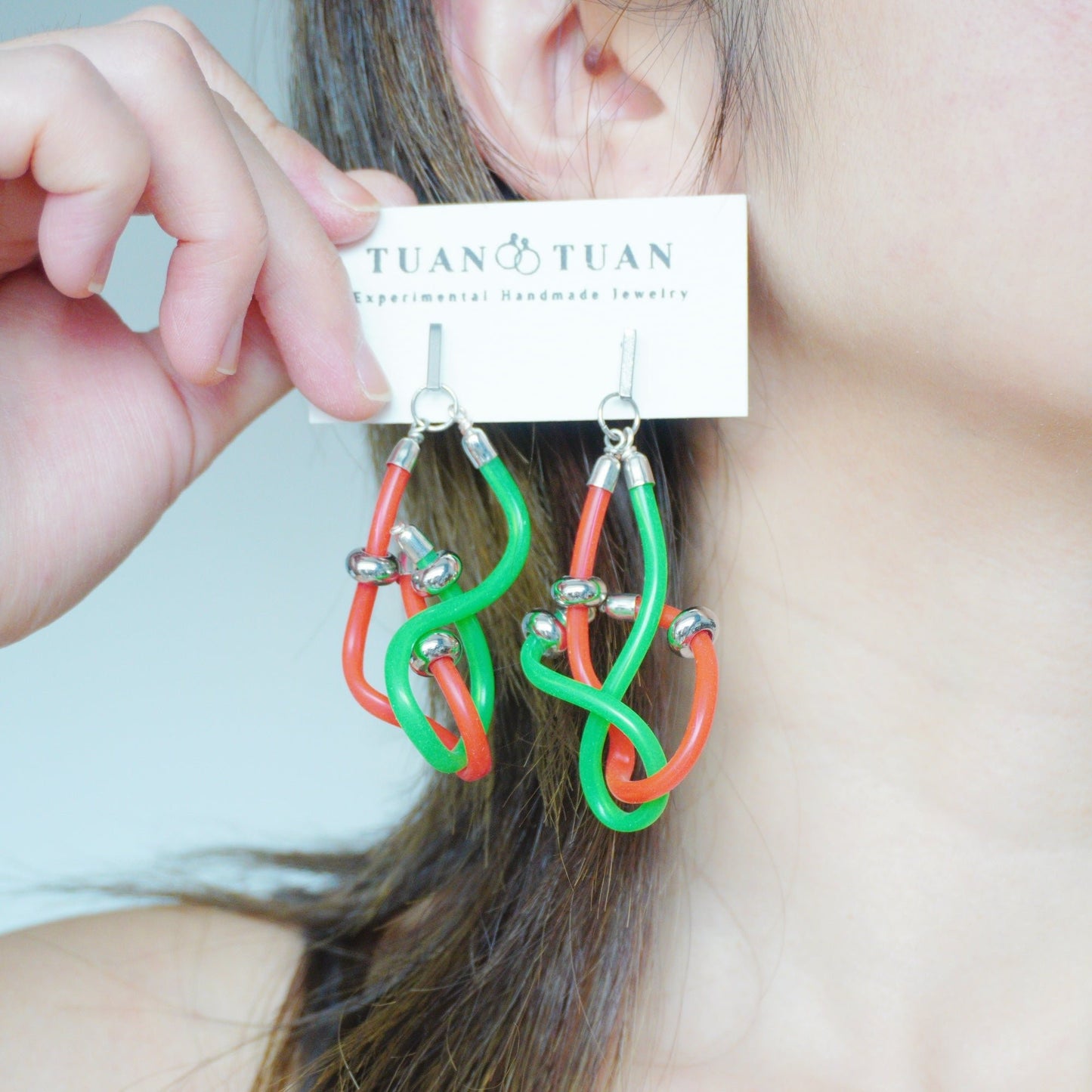 Handmade Cyberpunk Wire Tube Earrings - futuristic jewelry - TUAN TUAN