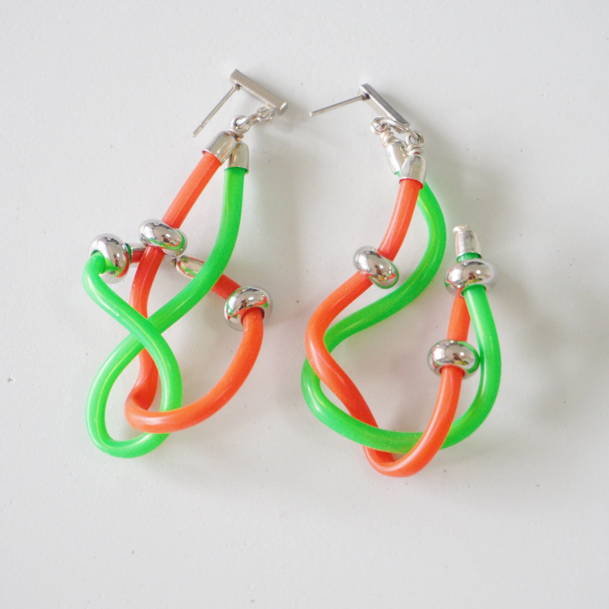 Handmade Cyberpunk Wire Tube Earrings - futuristic jewelry - TUAN TUAN